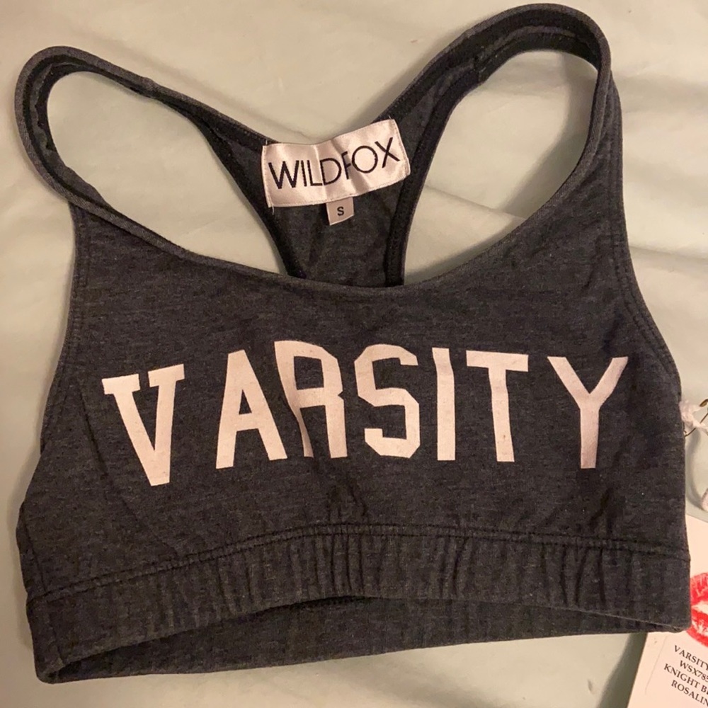 Wildfox original Gray varsity logo active wear sport bra